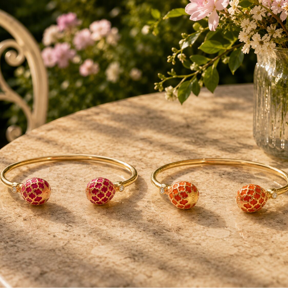 Halcyon Days Agama Torque Bangle in Pink Tourmaline & Gold, alternate view