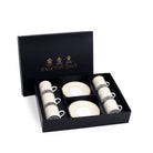 Halcyon Days Antler Trellis Ivory - Fine Bone China Coffee Cup & Saucer - Box Set of 6