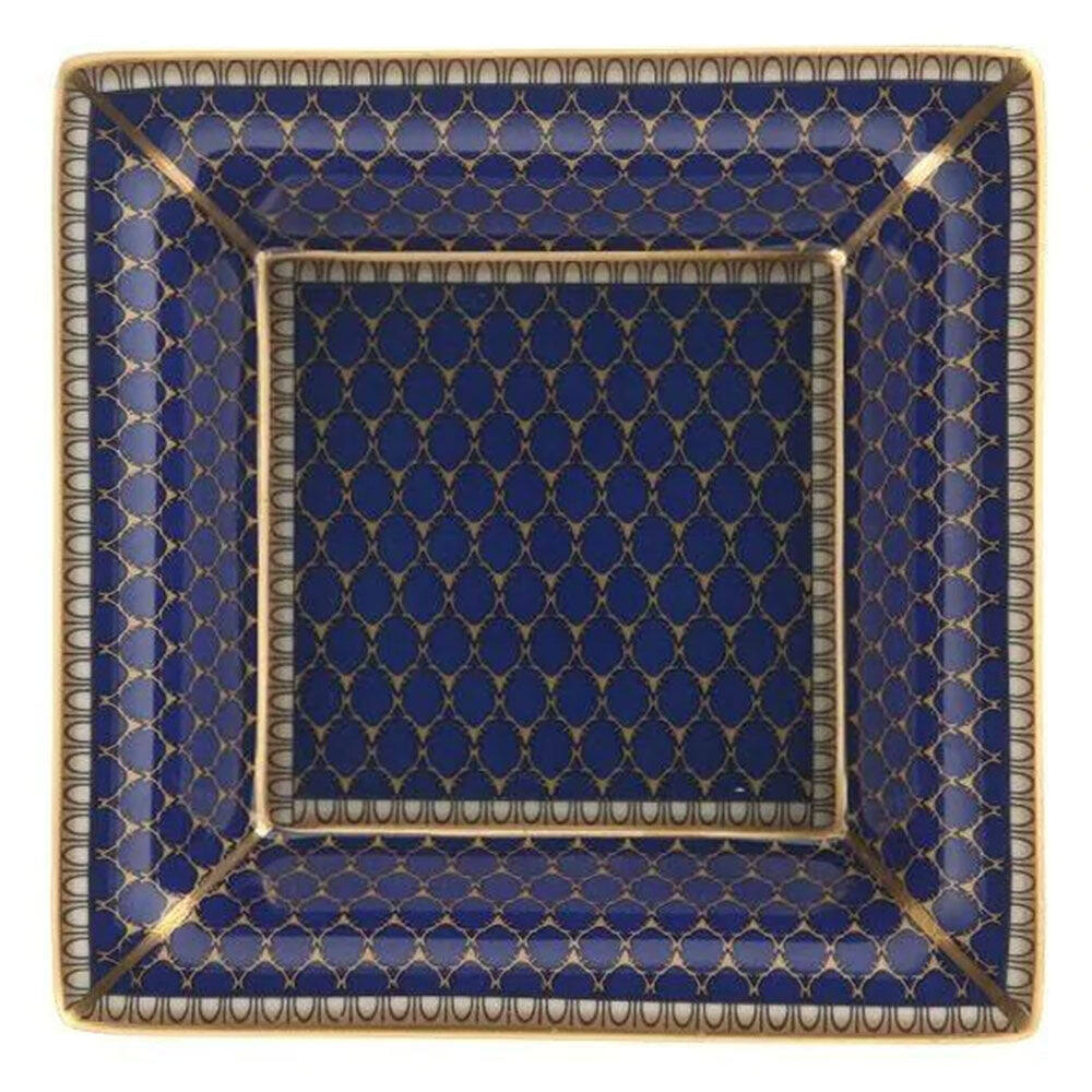 Halcyon Days Antler Trellis Midnight - Fine Bone China Square Trinket Tray
