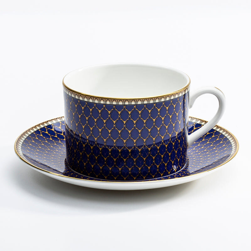 Halcyon Days Antler Trellis Midnight - Fine Bone China Teacup & Saucer Cup & Saucer Set