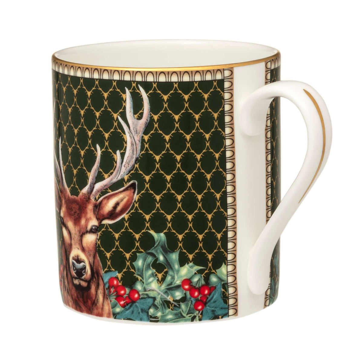 Halcyon Days Antler Trellis & Stag Green Mug, alternate view