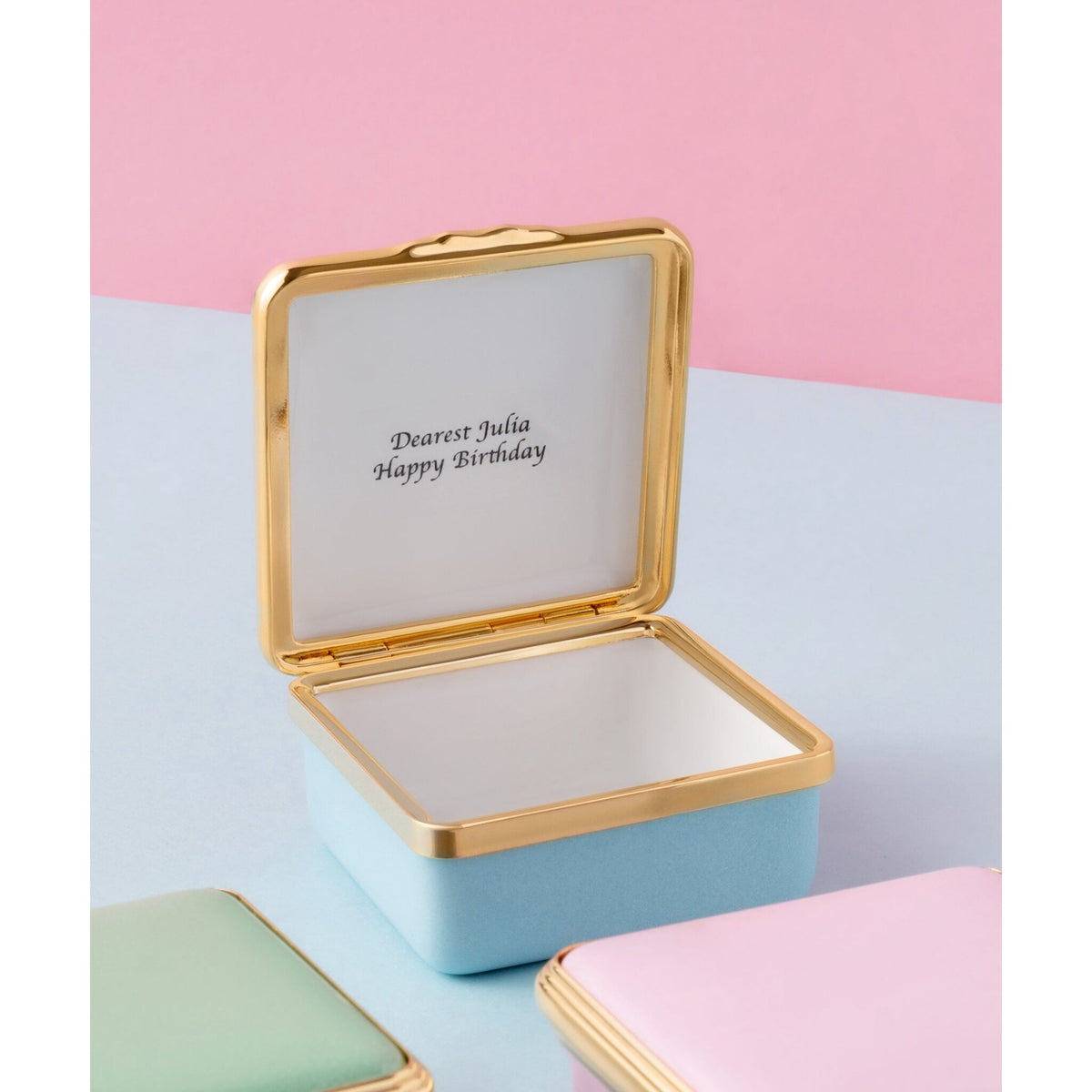 Halcyon Days Blank Canvas Enamel Box in Blue, alternate view