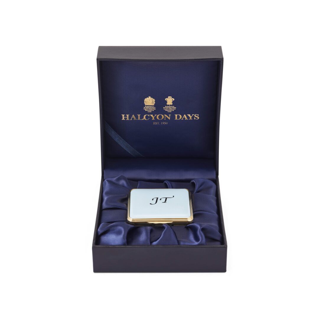 Halcyon Days Blank Canvas Enamel Box in Blue, alternate view