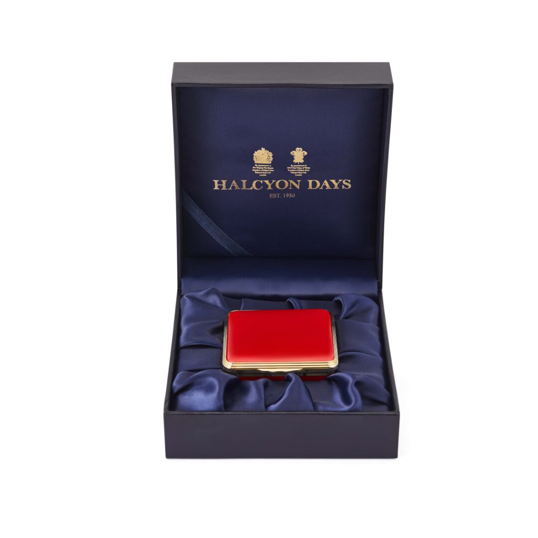 Halcyon Days Blank Canvas Enamel Box in Deep Red, alternate view