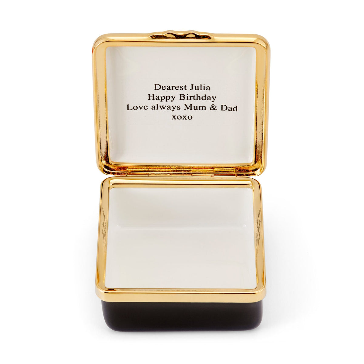 Halcyon Days Blank Canvas Enamel Box in White & Black, alternate view