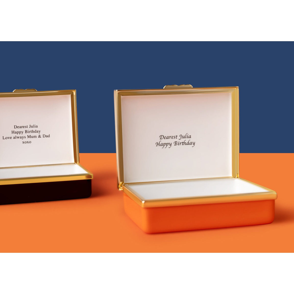 Halcyon Days Blank Canvas Large Enamel Box in Orange, alternate view