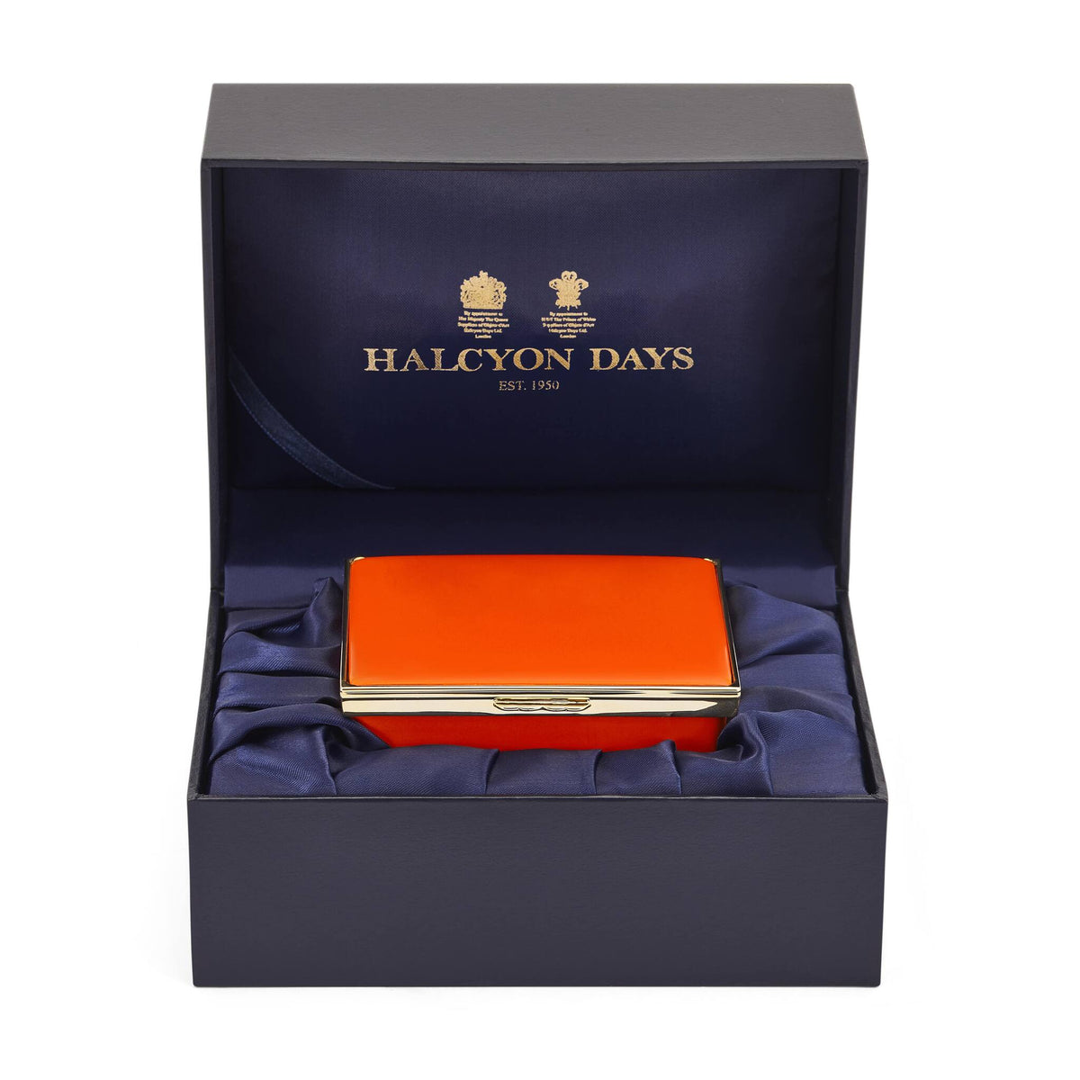 Halcyon Days Blank Canvas Large Enamel Box in Orange, alternate view