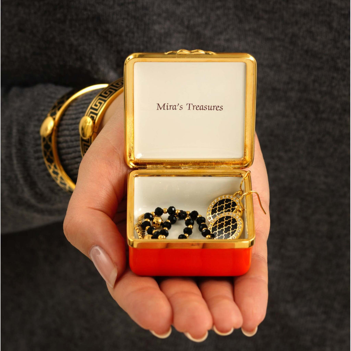 Halcyon Days Blank Canvas Orange Enamel Box, alternate view