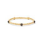 Halcyon Days Cabochon Push-On Bangle in Black & Gold Women's Fine Bangle Bracelet