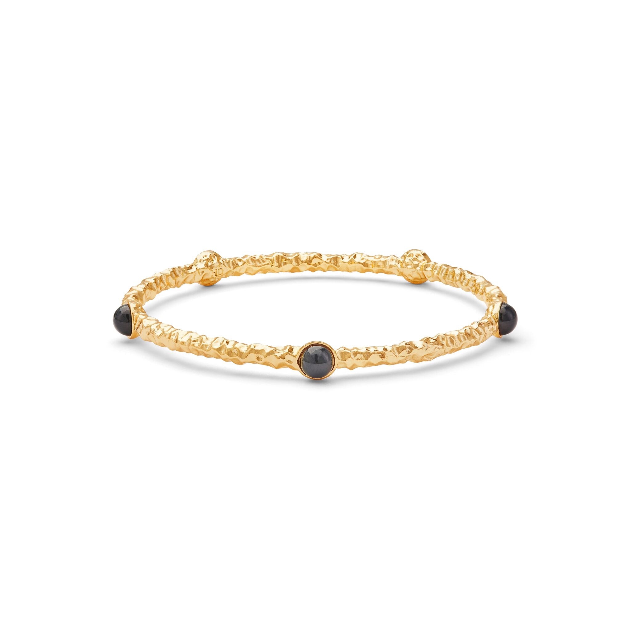 Halcyon Days Cabochon Push-On Bangle in Black & Gold Women's Fine Bangle Bracelet