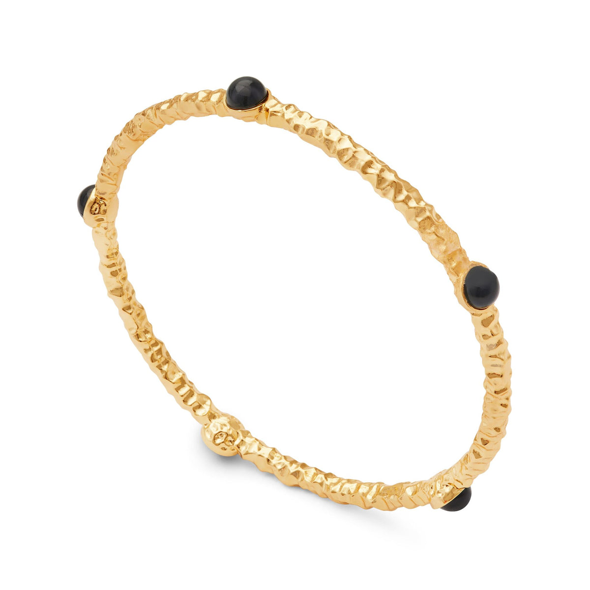 Halcyon Days Cabochon Push-On Bangle in Black & Gold Women's Fine Bangle Bracelet, alternate view