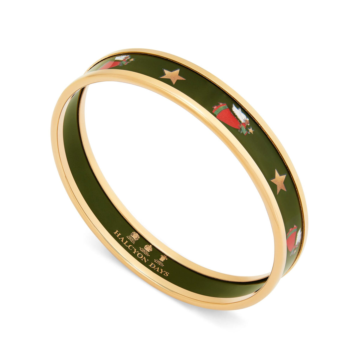 Halcyon Days Christmas Angel Gold Bangle Women's Fine Bangle Bracelet, alternate view