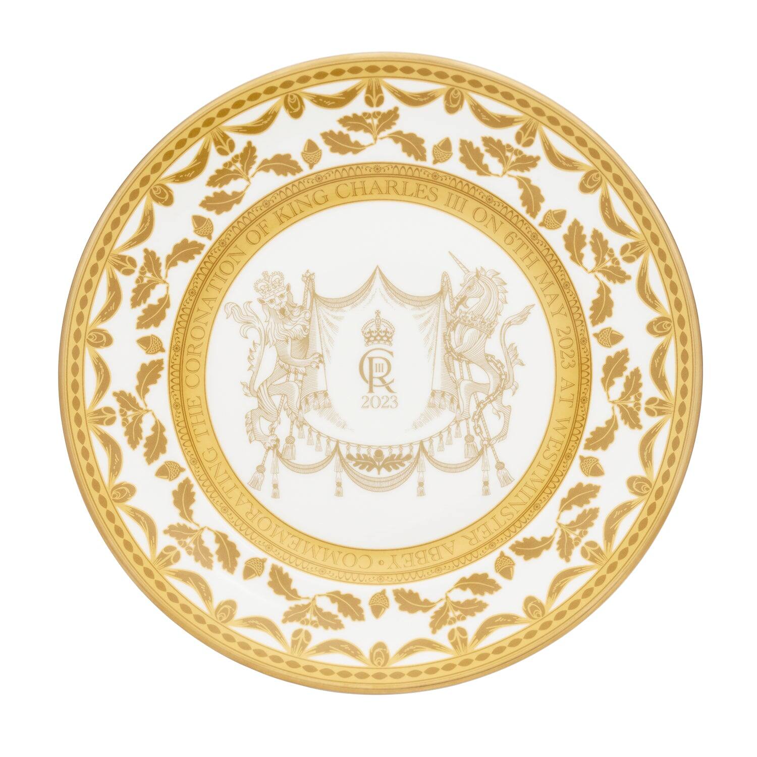 Halcyon Days Coronation Gold 10" Presentation Plate
