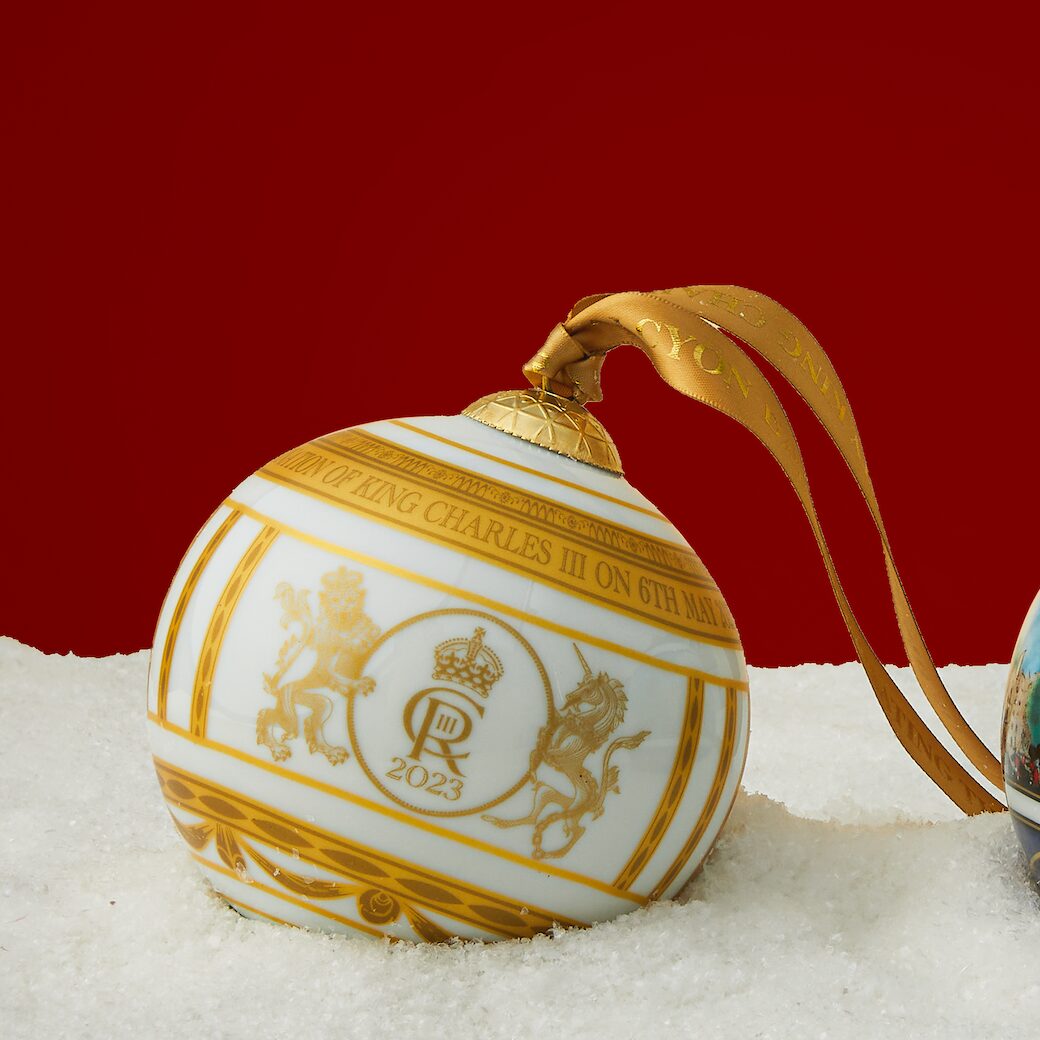 Halcyon Days Coronation Gold 4" Bauble Christmas Ornament, alternate view