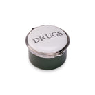 Halcyon Days D.R. Harris Round "Drugs" Enamel Box in Balmoral Green