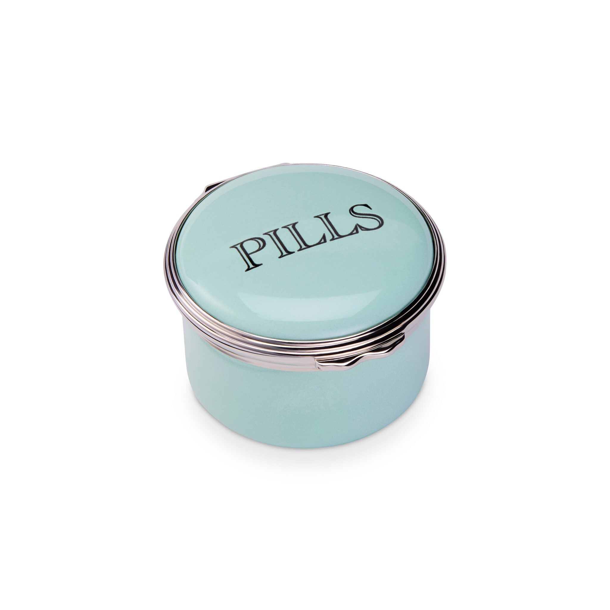 Halcyon Days D.R. Harris Round "Pills" Enamel Box in Celadon Green
