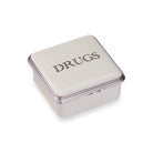 Halcyon Days D.R. Harris Square "Drugs" Enamel Box in Apothecary White
