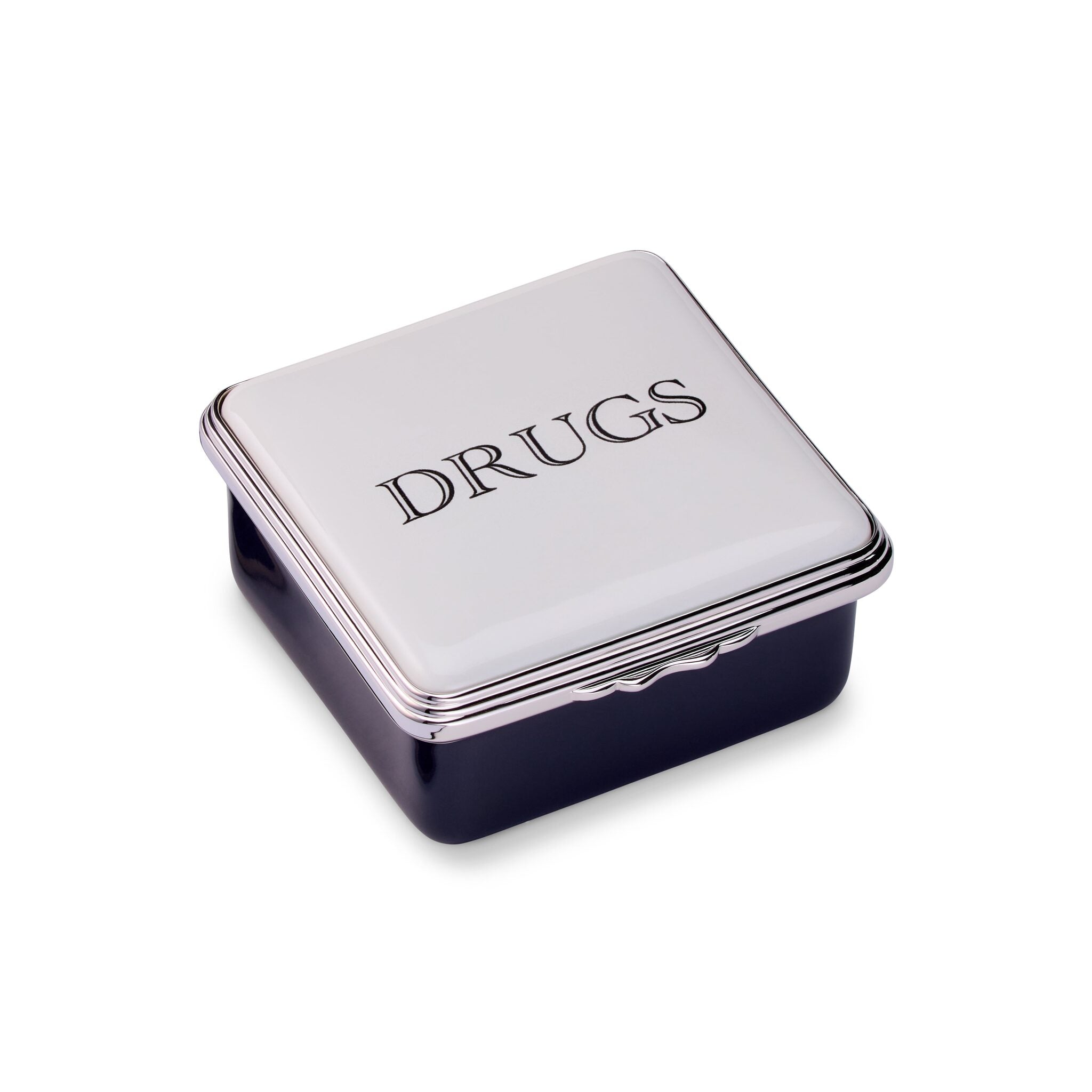 Halcyon Days D.R. Harris Square "Drugs" Enamel Box in King's Blue