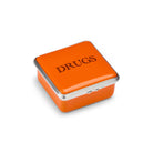 Halcyon Days D.R. Harris Square "Drugs" Enamel Box in Marmalade Orange