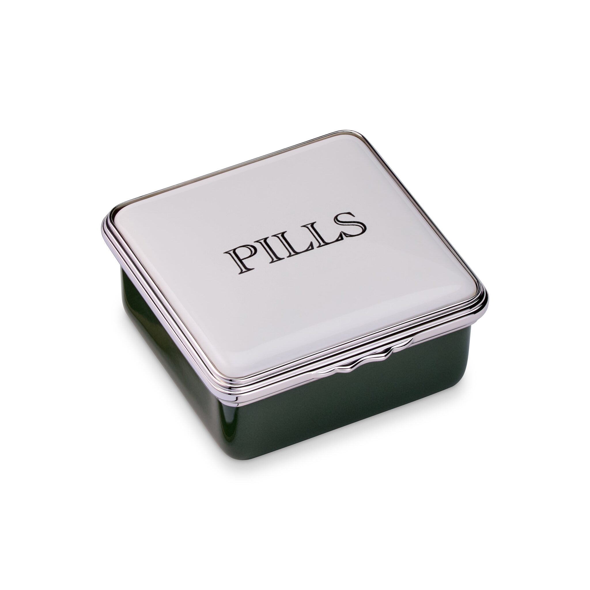 Halcyon Days D.R. Harris Square "Pills" Enamel Box in Balmoral Green