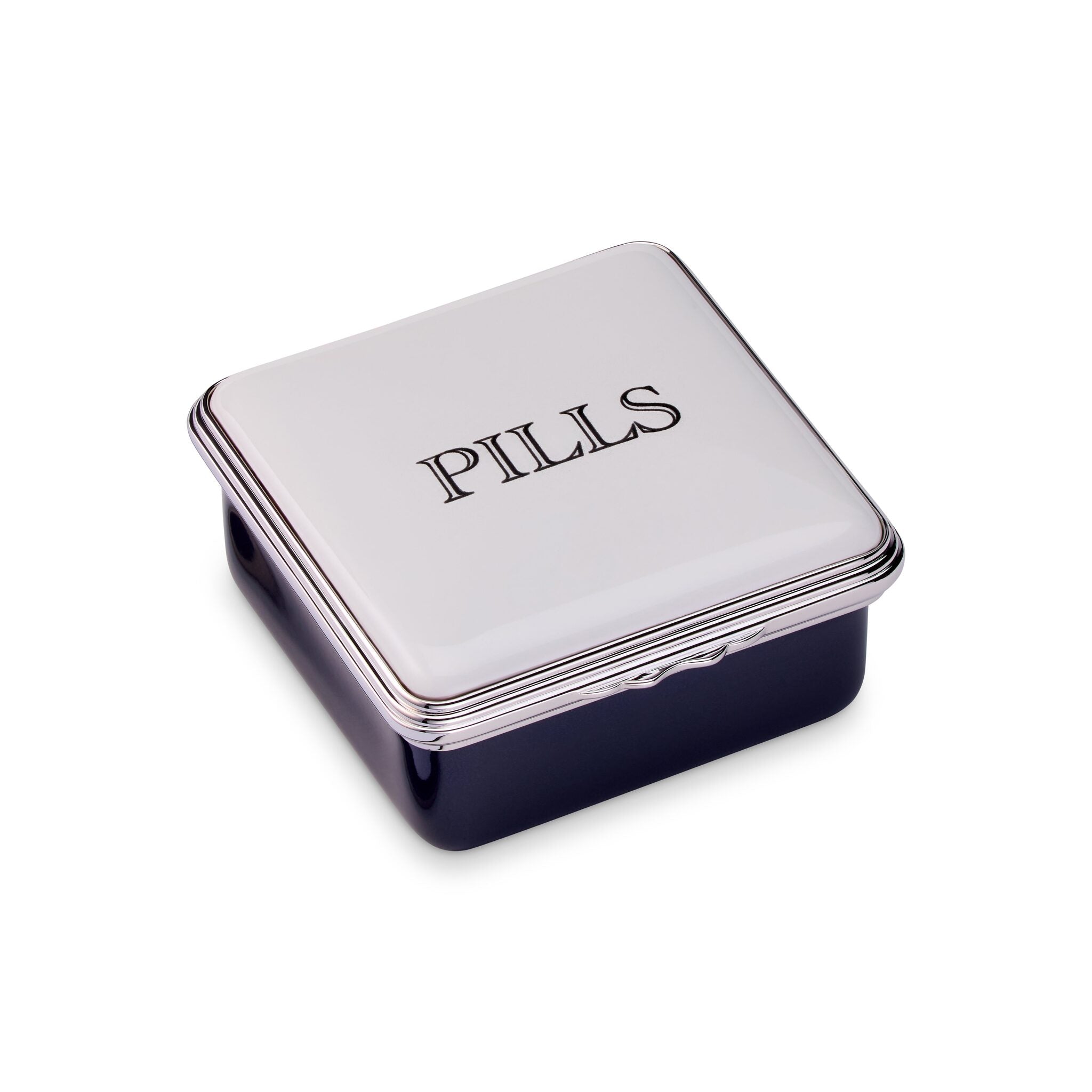 Halcyon Days D.R. Harris Square "Pills" Enamel Box in King's Blue