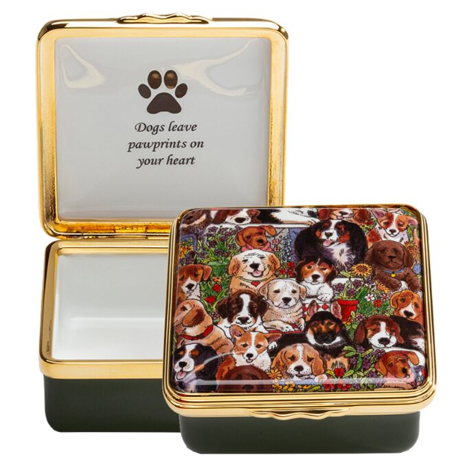 Halcyon Days Dogs Leave Pawprints on Your Heart Enamel Box, alternate view