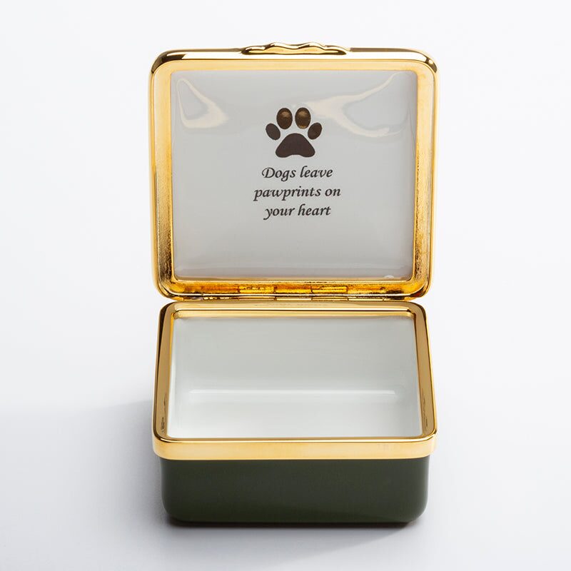 Halcyon Days Dogs Leave Pawprints on Your Heart Enamel Box - Personalised, alternate view