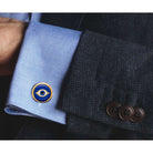 Halcyon Days Evil Eye - Cobalt - Gold - Round - Cufflinks, alternate view