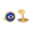 Halcyon Days Evil Eye - Cobalt - Gold - Round - Cufflinks, alternate view