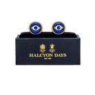 Halcyon Days Evil Eye - Cobalt - Gold - Round - Cufflinks, alternate view
