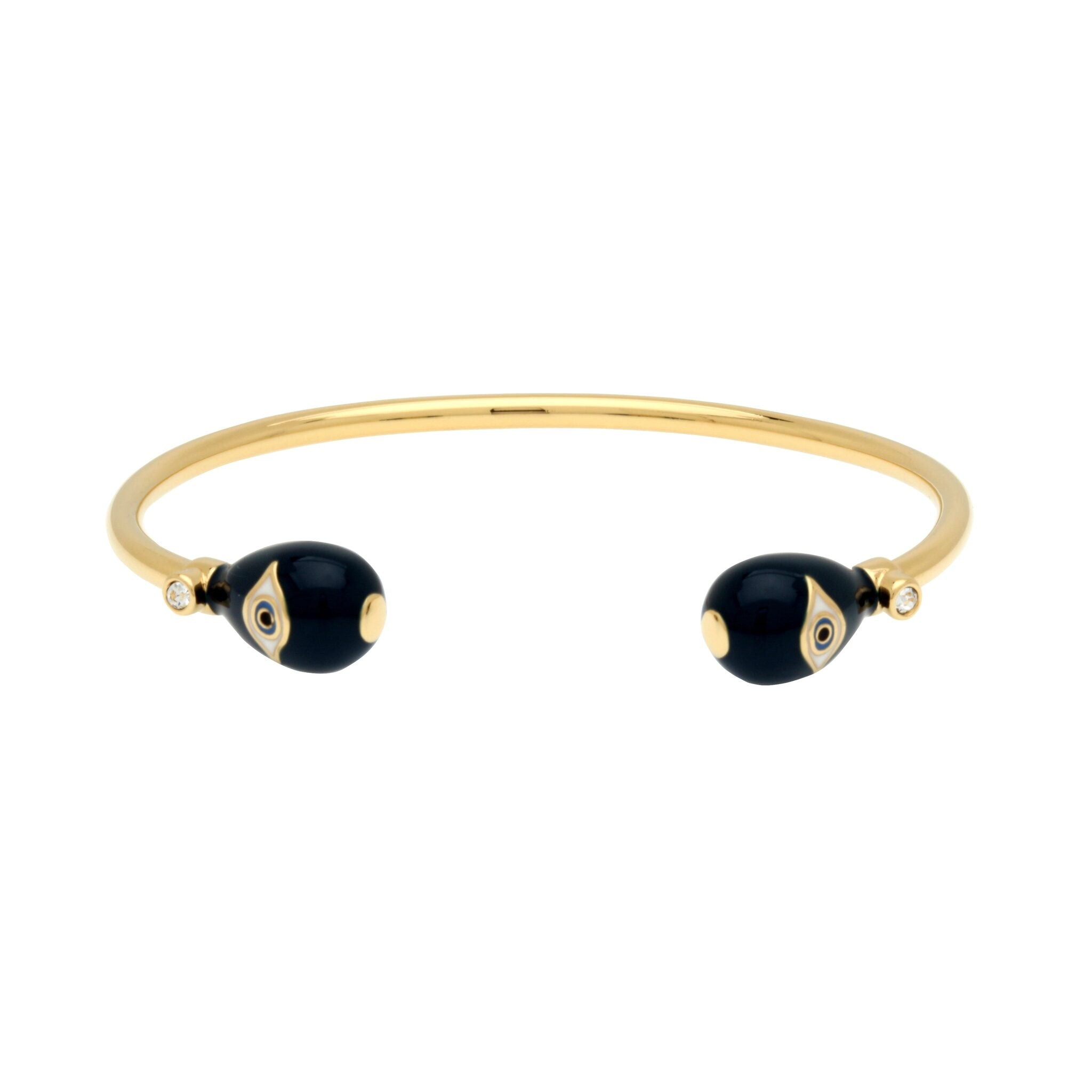 Halcyon Days Evil Eye Midnight Blue & Gold Torque Bangle Women's Fine Bangle Bracelet
