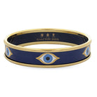 Halcyon Days Evil Eye Navy & Gold Enamel Bangle Women's Fine Bangle Bracelet — Medium