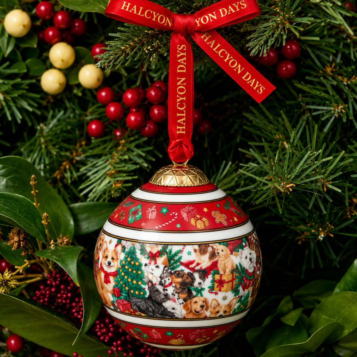 Halcyon Days Festive Friends 3" Bauble, view 2