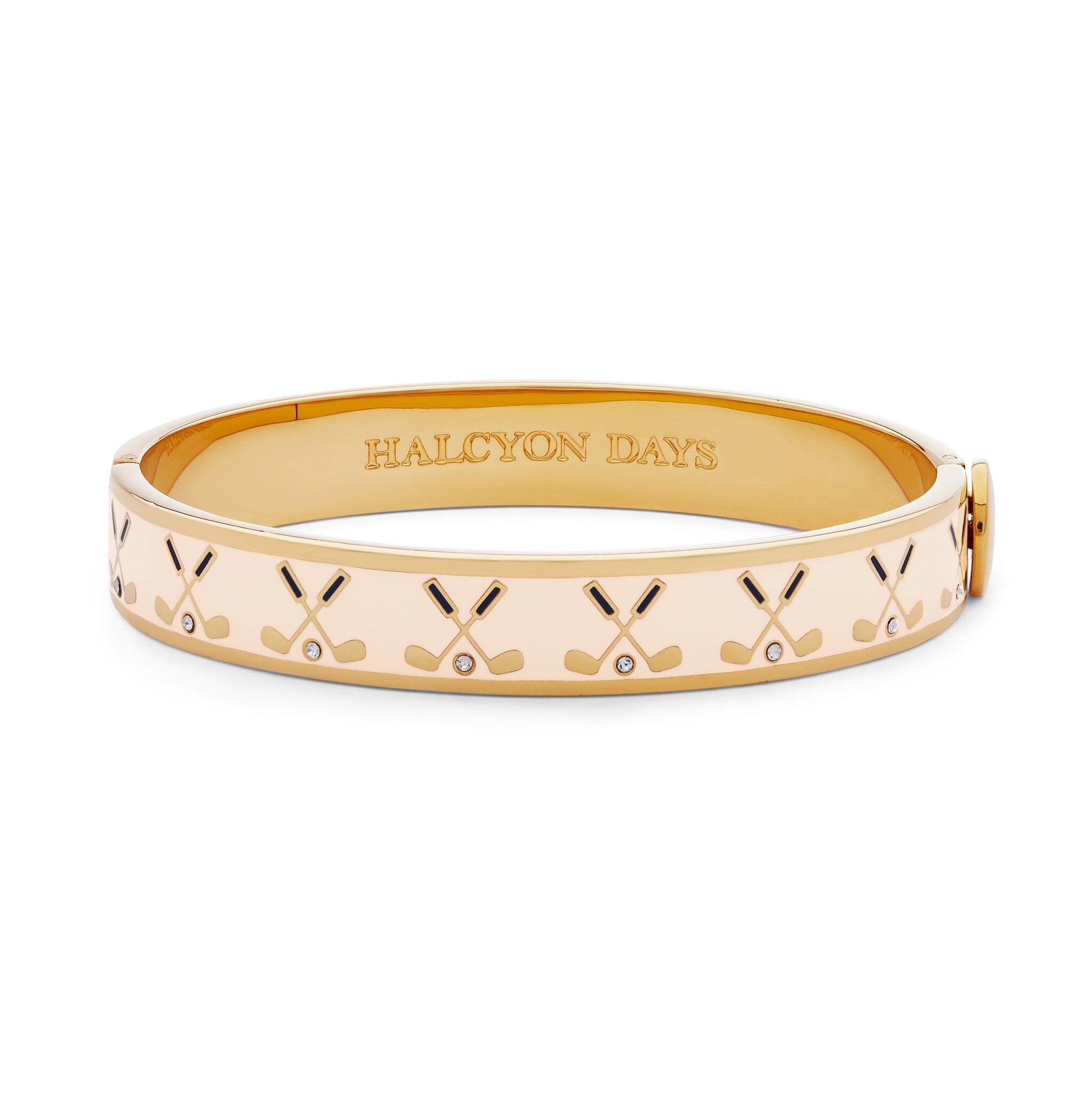 Halcyon Days Golf Club Cream & Gold Bangle Women's Fine Bangle Bracelet
