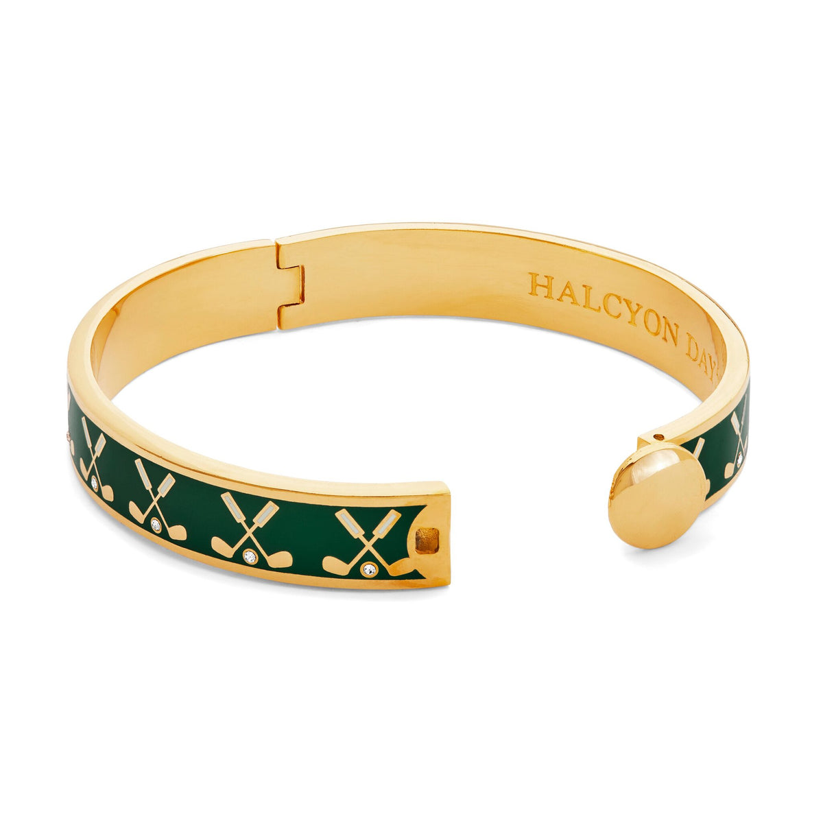 Halcyon Days Golf Club Emerald & Gold Bangle Women's Fine Bangle Bracelet, alternate view
