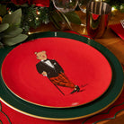 Halcyon Days Hal the Bear 10" Coupe Plate, Red, lifestyle view