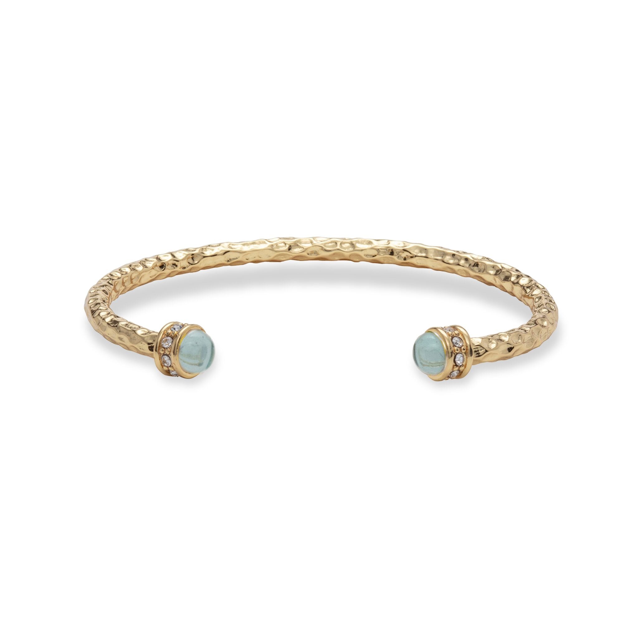 Halcyon Days Hammered Torque Aquamarine & Gold Bangle Women's Fine Bangle Bracelet
