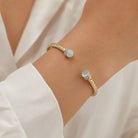 Halcyon Days Hammered Torque Aquamarine & Gold Bangle Women's Fine Bangle Bracelet, alternate view