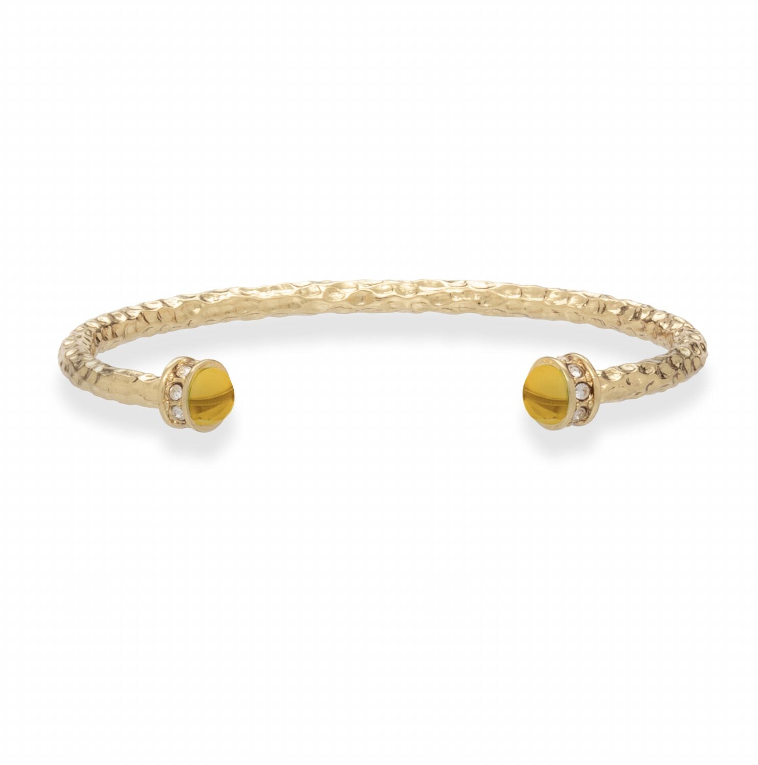 Halcyon Days Hammered Torque Bangle in Citrine & Gold Women's Fine Bangle Bracelet