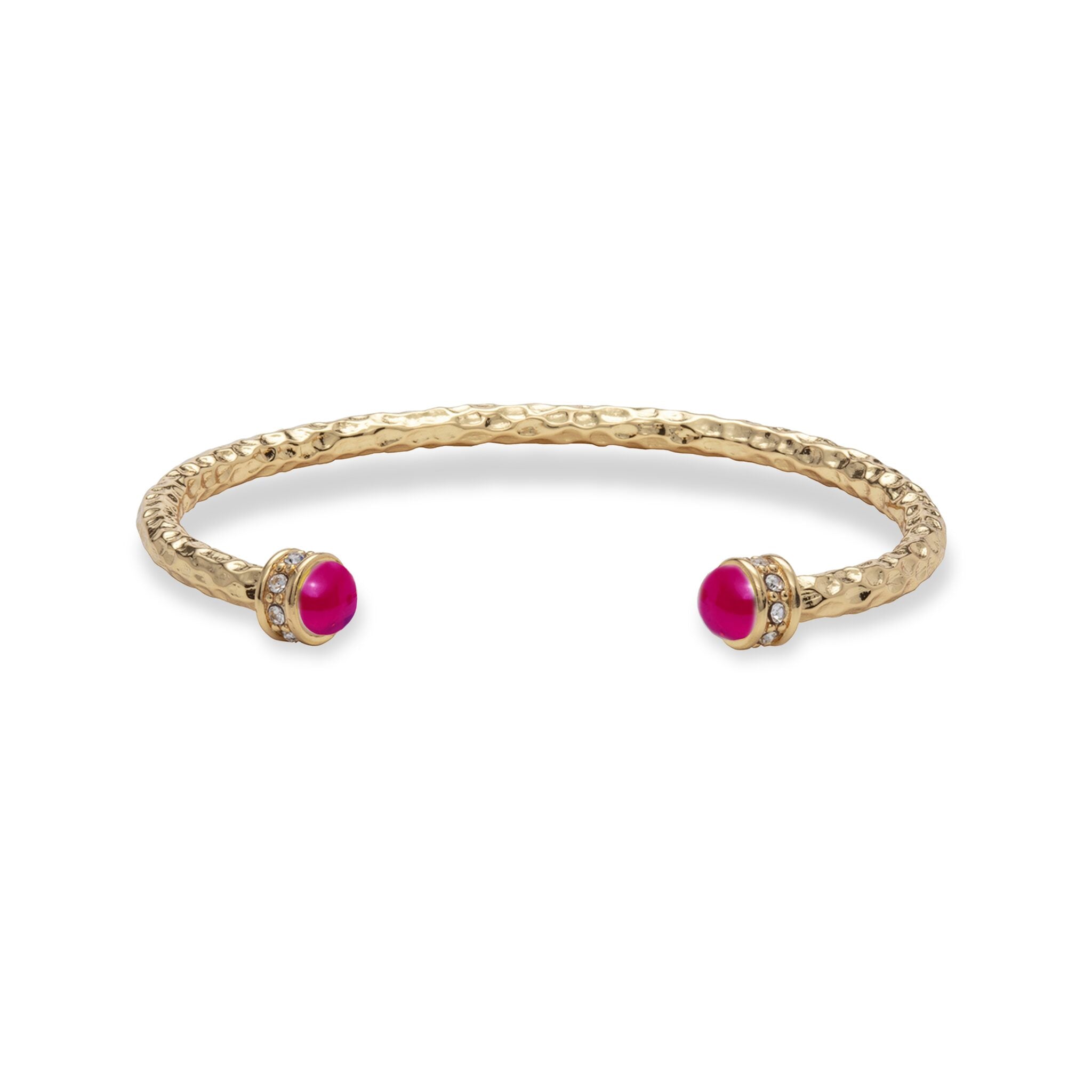 Halcyon Days Hammered Torque Bangle in Pink Tourmaline & Gold Women's Fine Bangle Bracelet