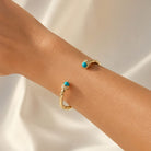 Halcyon Days Hammered Torque Bangle in Turquoise & Gold Women's Fine Bangle Bracelet, alternate view