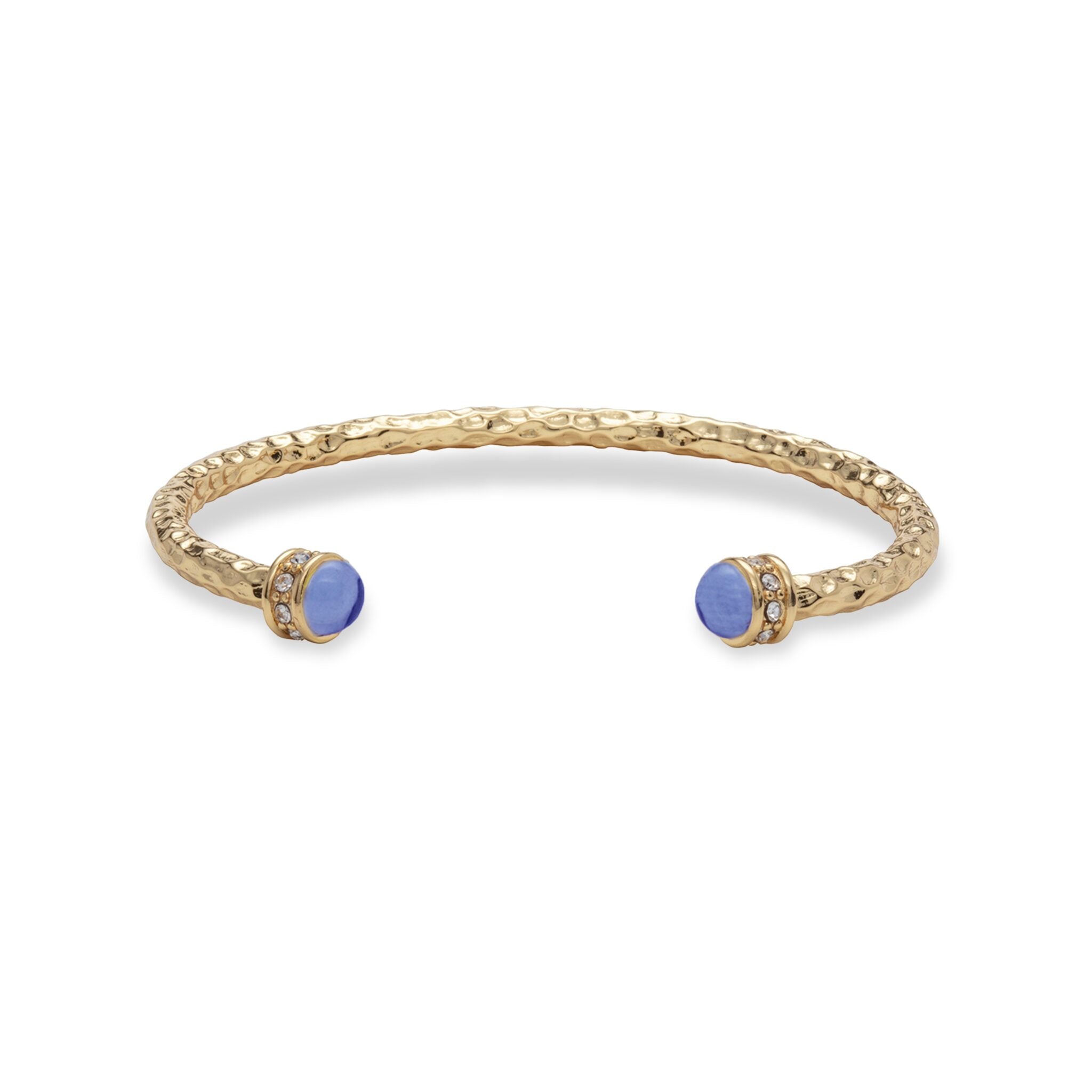 Halcyon Days Hammered Torque Forget-Me-Not Blue & Gold Bangle Women's Fine Bangle Bracelet