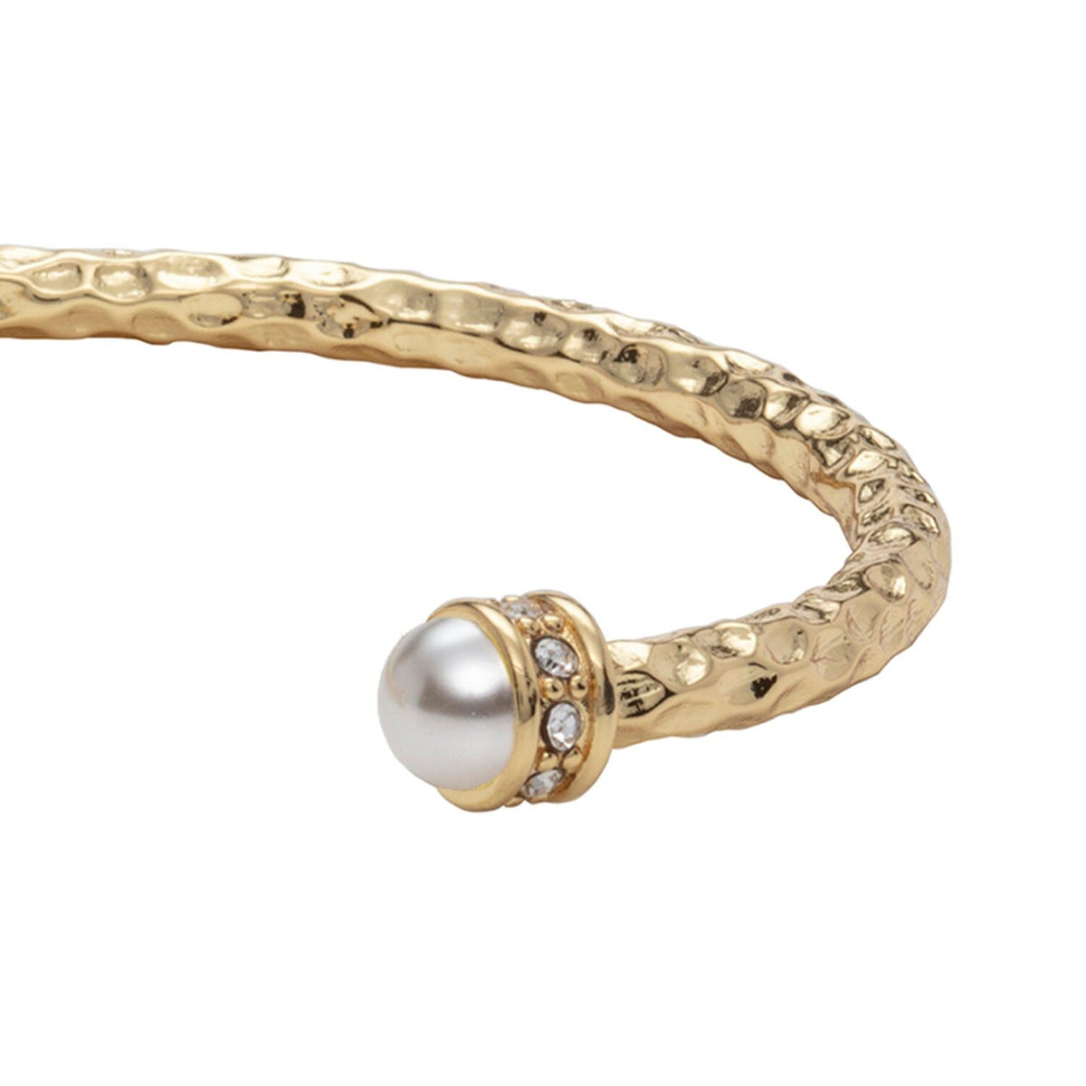 Halcyon Days Hammered Torque Pearl & Gold Bangle Women's Fine Bangle Bracelet, alternate view