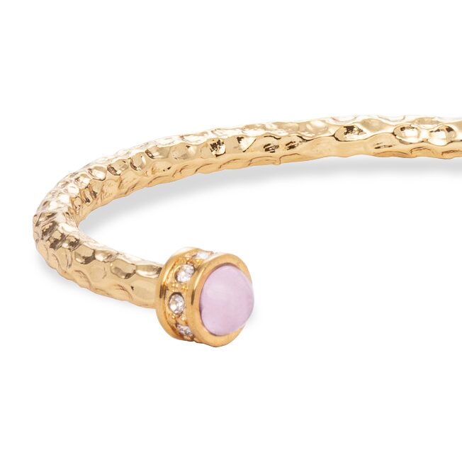 Halcyon Days Hammered Torque Rose Quartz & Gold Bangle Women's Fine Bangle Bracelet, alternate view