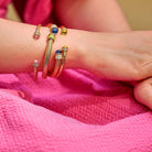 Halcyon Days Hammered Torque Rose Quartz & Gold Bangle Women's Fine Bangle Bracelet, alternate view