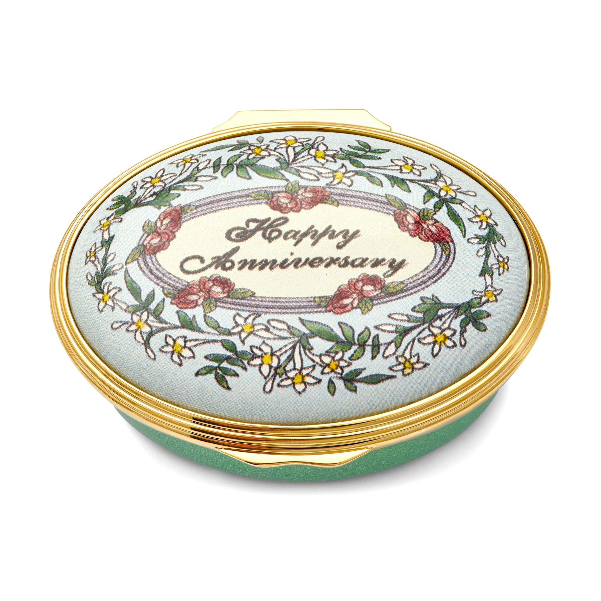 Halcyon Days "Happy Anniversary" Enamel Box - Personalised