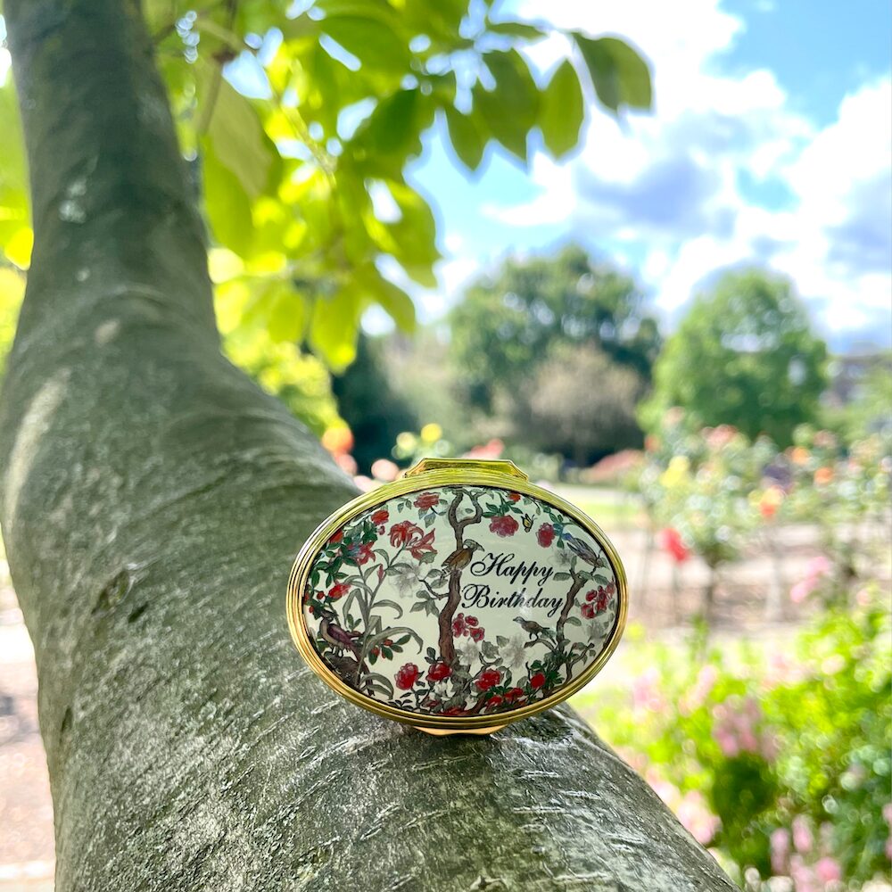 Halcyon Days Happy Birthday Enamel Box - Personalised, alternate view