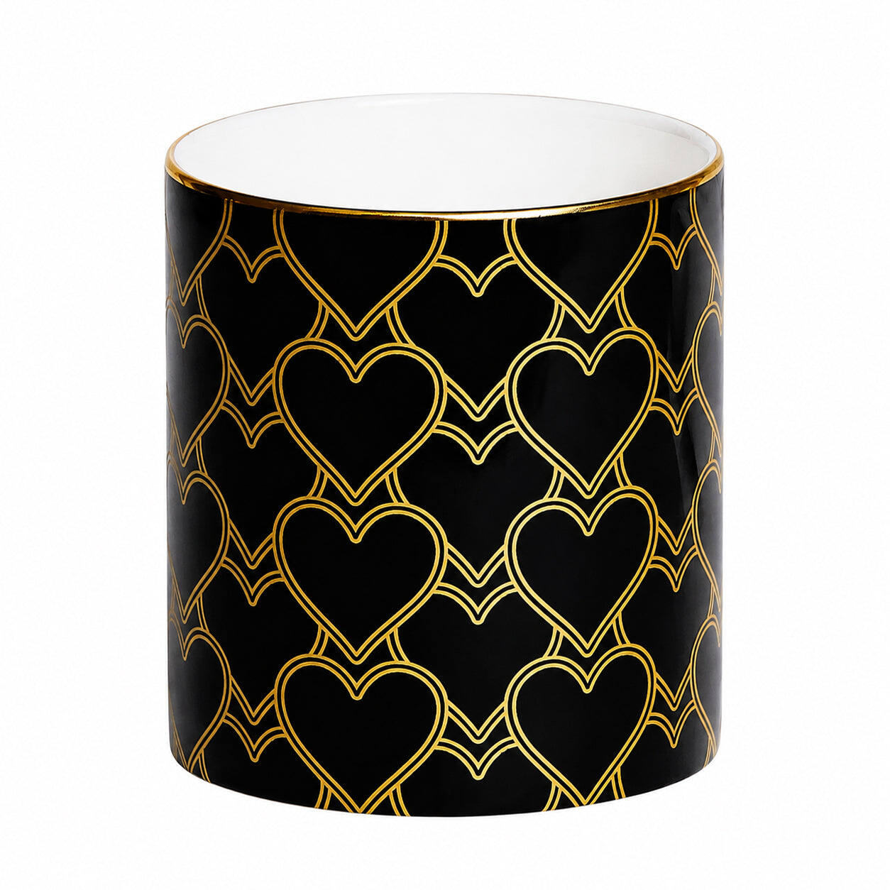 Halcyon Days Heart Trellis Black Pen Pot Pencil Holders & Pen Holder