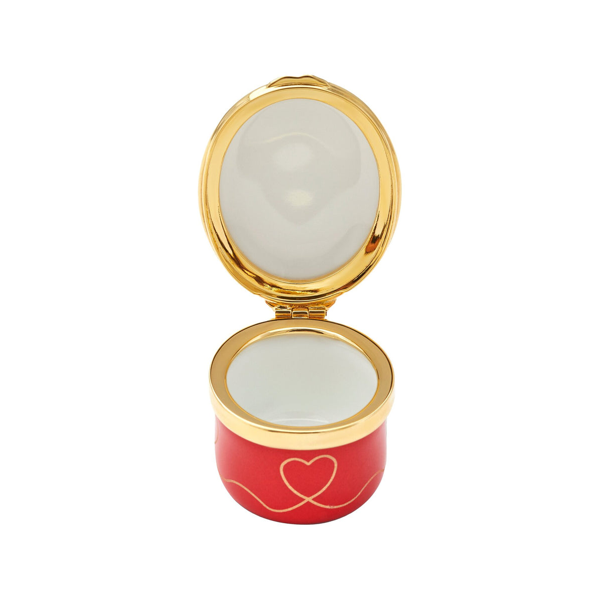 Halcyon Days "Hearts & Kisses" Red Enamel Box - Personalised, alternate view