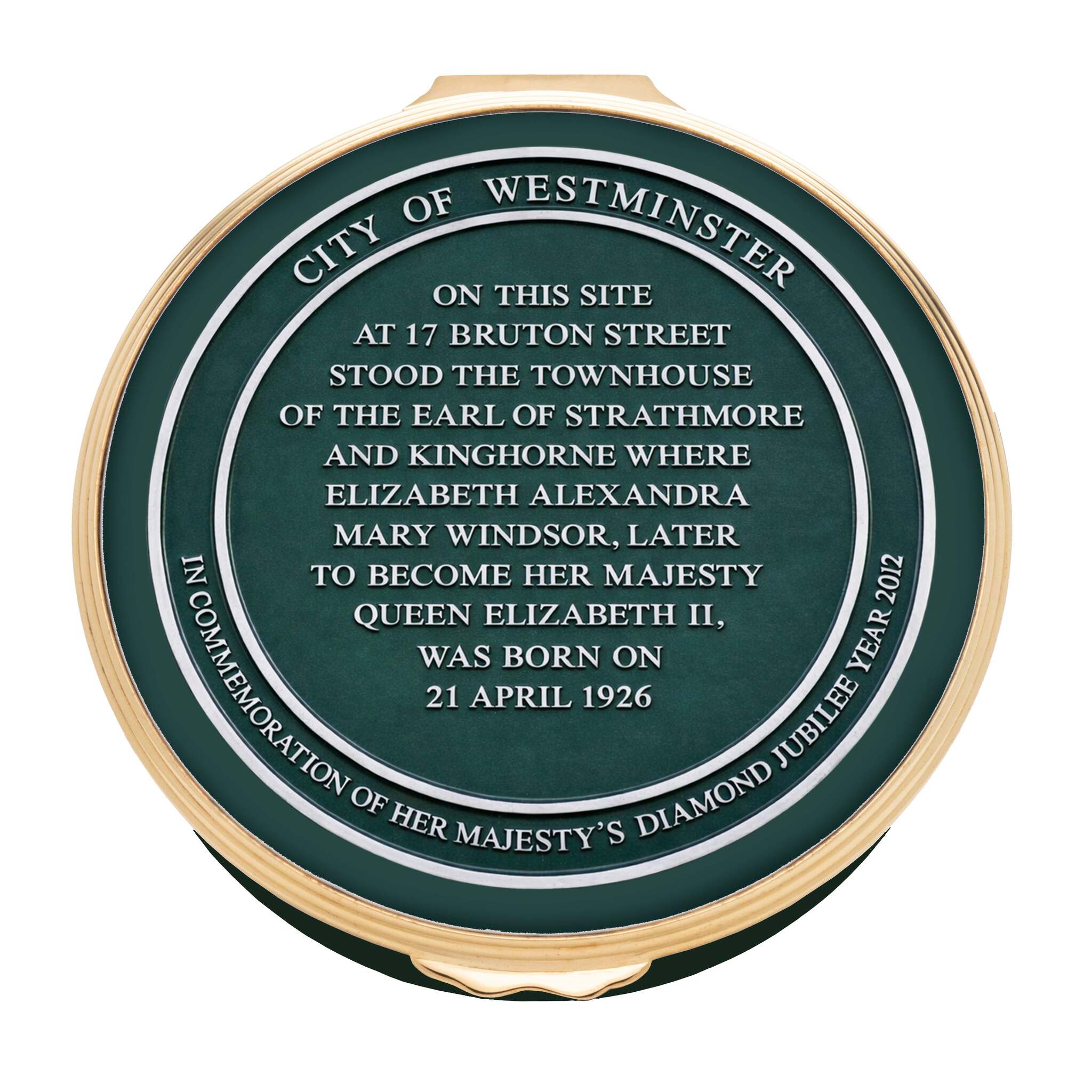 Halcyon Days Her Majesty Queen Elizabeth II - Bruton Street Enamel Box